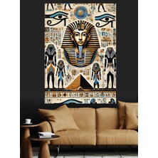 Mısır Firavunu ve Semboller Dekoratif Kanvas - Mdf Ahşap Tablo