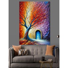 Büyülü Kapı ve Ağaç Dekoratif Kanvas - Mdf Ahşap Tablo