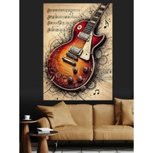Klasik Elektro Gitar Çizimi Dekoratif Kanvas - Mdf Ahşap Tablo