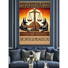 Mısır Tanrıları ve Adalet Terazisi Dekoratif Kanvas - Mdf Ahşap Tablo