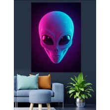 Pembe Uzaylı Portresi Dekoratif Kanvas - Mdf Ahşap Tablo