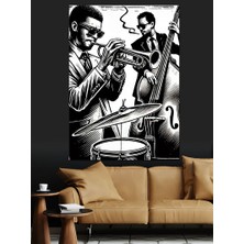 Caz Müzisyeni ve Saksafon Dekoratif Kanvas - Mdf Ahşap Tablo