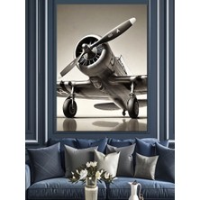 Eski Model Uçak Dekoratif Kanvas - Mdf Ahşap Tablo