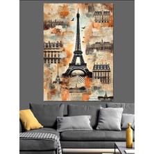 Eyfel Kulesi ve Paris Manzarası Dekoratif Kanvas - Mdf Ahşap Tablo