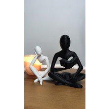 Gizzstore Home Düşünceli ve Kitap Okuyan Iskandinav Tarzı Biblo Heykel Figür Dekor Dekorasyon Hediyelik 13 cm /15 cm  Syiah/beyaz