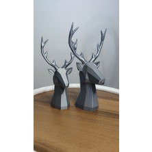Gizzstore Home 2 Li Set Geyik Figürlü Modern Iskandinav Dekoratif Hediyelik Galaksi/gümüş Gri 22 cm /19 cm  Gizzstore Home