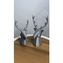 Gizzstore Home 2 Li Set Geyik Figürlü Modern Iskandinav Dekoratif Hediyelik Galaksi/gümüş Gri 22 cm /19 cm  Gizzstore Home