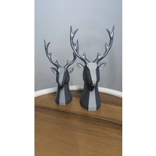 Gizzstore Home 2 Li Set Geyik Figürlü Modern Iskandinav Dekoratif Hediyelik Galaksi/gümüş Gri 22 cm /19 cm  Gizzstore Home