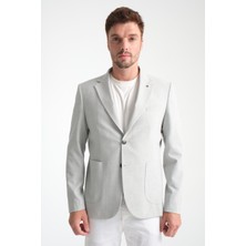 Frappoli Volix Erkek Lacivert Yarım Astar Torba Cep  Keten Kumaşlı Spor Blazer Ceket