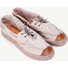 Yargıcı Bağ Detaylı Maskülen Deri Espadril