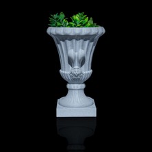 Antik Roma Tarzı Mermer Görünümlü Saksı Vazo 20CM – Şık, Dekoratif Bahçe ve Ev Aksesuarı - Ridylab