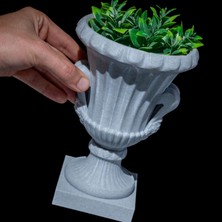Antik Roma Tarzı Mermer Görünümlü Saksı Vazo 20CM – Şık, Dekoratif Bahçe ve Ev Aksesuarı - Ridylab