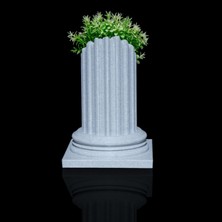Antik Roma Şık ve Estetik Sütun Saksı 20 cm  – Mermer/seramik Görünümlü Dekoratif Vazo - Ridylab