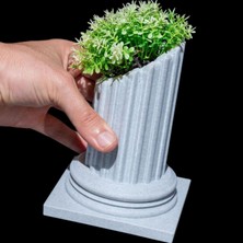 Antik Roma Şık ve Estetik Sütun Saksı 20 cm  – Mermer/seramik Görünümlü Dekoratif Vazo - Ridylab