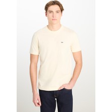 Regular Fit Normal Kesim Bisiklet Yaka Ekru Tişört