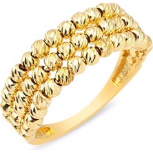 Harem Altın Üç Sıra Dorika Toplu Yüzük YZK452