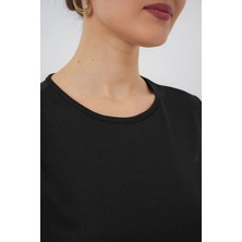 Bigdart 2535 Kolsuz Midi Elbise Astarı Içlik Jüpon - Siyah