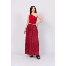 MissVina Beli Lastikli Kırışık Uzun Etek 010