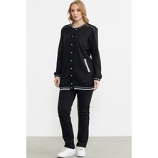 Sementa Renk Kombinli Rahat Kalıp Tunik Eşofman Takım - Siyah