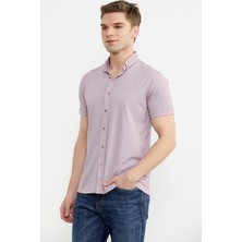 Sementa Kısa Kol Slim Fit Penye Gömlek - Açık Lila