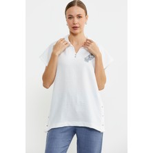 Polo Yaka Keten Görüntülü Takım - Indigo