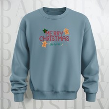 Parshey Merry Christmas Desenli Bisiklet Yaka  Oversize Sweatshirt 3 Iplik Şardonlu