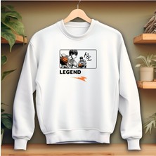 Parshey Legend Baskılı Kırmızı Bisiklet Yaka Sweatshirt Kalın Kumaş 3 Iplik