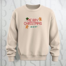 Parshey Merry Christmas Desenli Bisiklet Yaka  Oversize Sweatshirt 3 Iplik Şardonlu