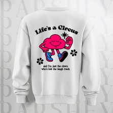 Parshey Life's A Circus Baskılı Kalın Kumaş 3 Iplik Şardonlu Oversize Bisiklet Yaka Sweatshirt
