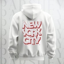 Parshey Nyc Brooklyn Baskılı Kapüşonlu Sweatshirt Hoodie Yünlü Kalın Kumaş 3 Iplik Şardonlu