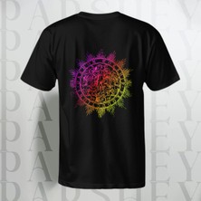Parshey Yarım Kollu Bisiklet Yaka  Pamuk Rainbow Desenli Siyah Oversize T-Shirt