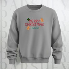 Parshey Merry Christmas Desenli Bisiklet Yaka  Oversize Sweatshirt 3 Iplik Şardonlu