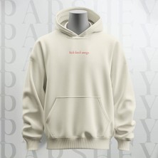 Parshey Rich Bitch Energy Yazı Göğüs Baskılı Kapüşonlu  Sweatshirt Hoodie Kalın Kumaş 3 Iplik Şardonlu