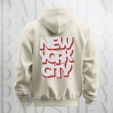 Parshey Nyc Brooklyn Baskılı Kapüşonlu Sweatshirt Hoodie Yünlü Kalın Kumaş 3 Iplik Şardonlu