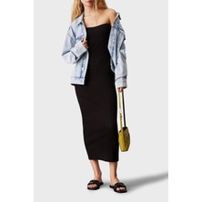 Calvin Klein Streç Pamuklu Fitted Fit Midi Boy Straplez Elbise J20J225263BEH Bayan Elbise J20J225263 Beh