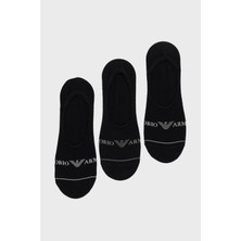 Emporio Armani Jakarlı Streç Pamuklu 3 Pack Babet Çorap Erkek Çorap EM000548 AF12276 MC061