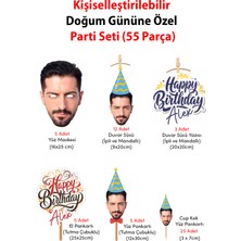 Giftcrea Doğum Gününe Özel Kişiselleştirilebilir Maske Seti - Fotoğraf Baskılı 55PARÇA Parti Seti