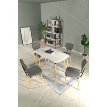 Vilinze Deniz Sandalye Argos Ahşap Mdf Sabit Mutfak Masası Takımı - 70 x 120  cm