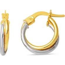 Harem Altın 2 Renk 2 cm Çaplı Halka Küpe KP052