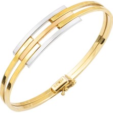 Harem Altın Üç Sıra Rodajlı 14 Ayar Altın Kaburga Kelepçe Bileklik KLP25