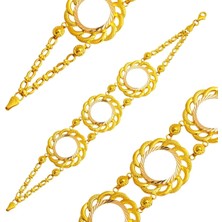 Harem Altın 3 Çeyrekli Çiçek Motifli Çeyrek Bileklik BIL43