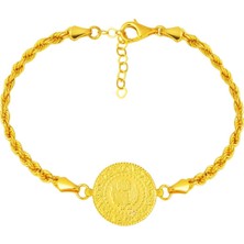 Harem Altın Halat Zincir Çeyrekli Bileklik BIL52