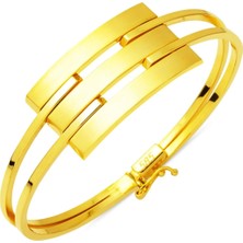 Harem Altın Üç Sıra 14 Ayar Altın Kaburga Kelepçe Bileklik KLP04