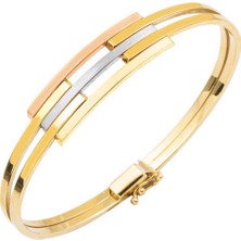 Harem Altın Üç Renk 14 Ayar Altın Kaburga Kelepçe Bileklik KLP20