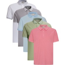 Altınyıldız Classics 5'li Paket Çekmeyen Pamuklu Kumaş Kıvrılmaz Yaka Slim Fit Dar Kesim Polo Yaka Tişört