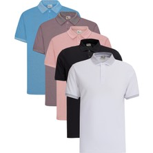 Altınyıldız Classics Erkek 5'li Paket Çekmeyen Pamuklu Kumaş Kıvrılmaz Yaka Slim Fit Dar Kesim Polo Yaka Tişört