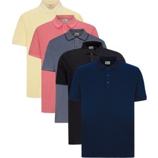 Altınyıldız Classics Erkek 5'li Paket Çekmeyen Pamuklu Kumaş Kıvrılmaz Yaka Slim Fit Dar Kesim Polo Yaka Tişört