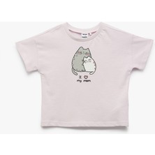 Koton Kısa Kollu Bisiklet Yaka Kedi Baskılı Pamuklu Tişört