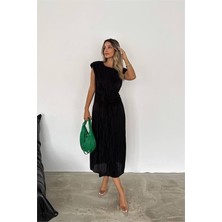 Dipmoda Kadın Vatkalı Kemer Detaylı Yazlık Elbise DPK2146