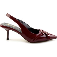 Bambi Bordo Rugan  Kadın Klasik Topuklu Ayakkabı K01473010608